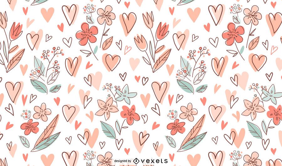 Flowers and hearts pattern design Flowers and hearts pattern design