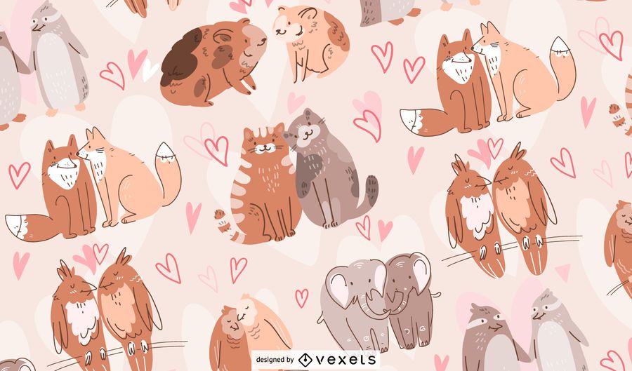 Animal couples pattern design Animal couples pattern design