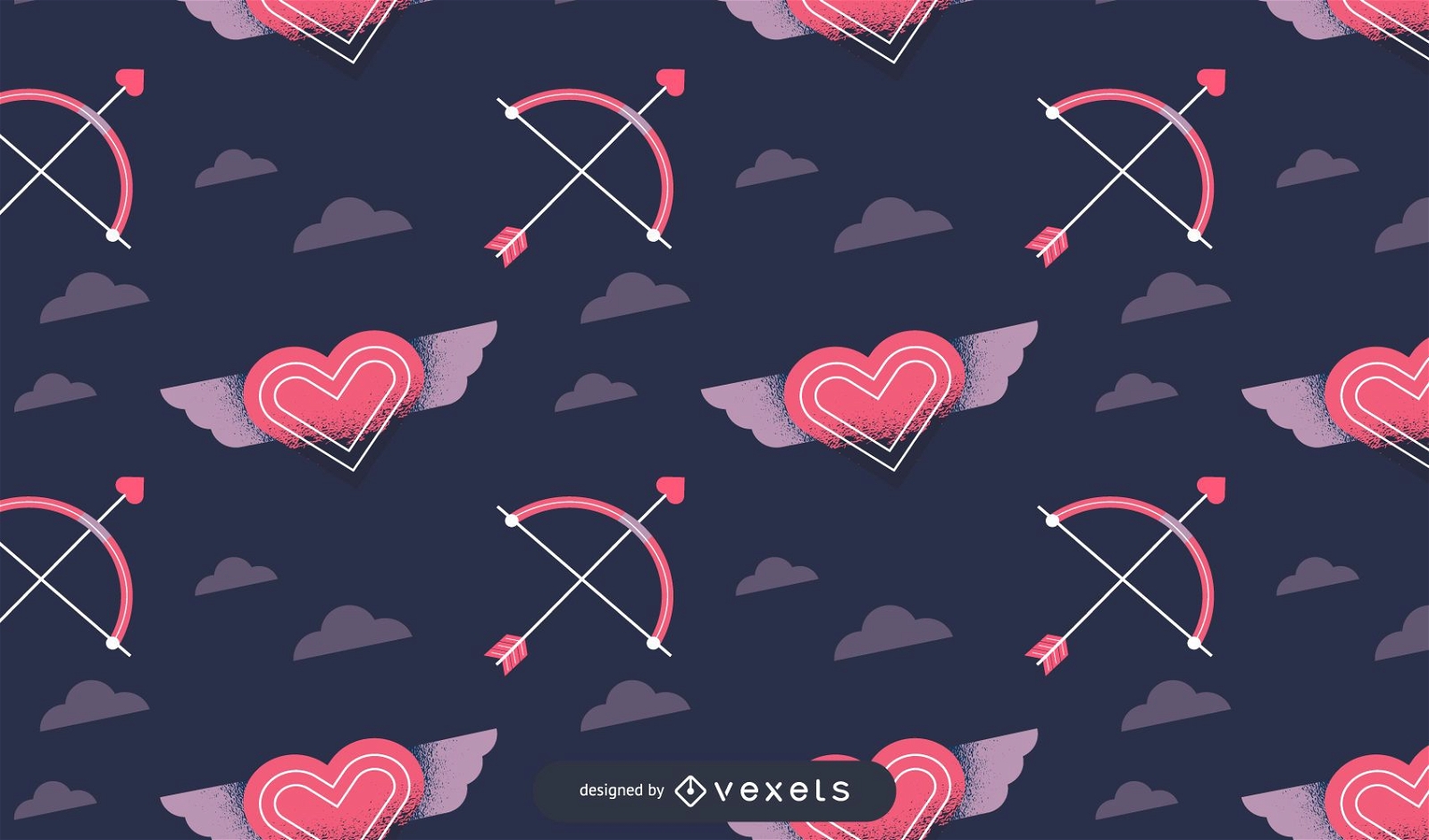 Valentine's day cupid's bow and arrow pattern design
