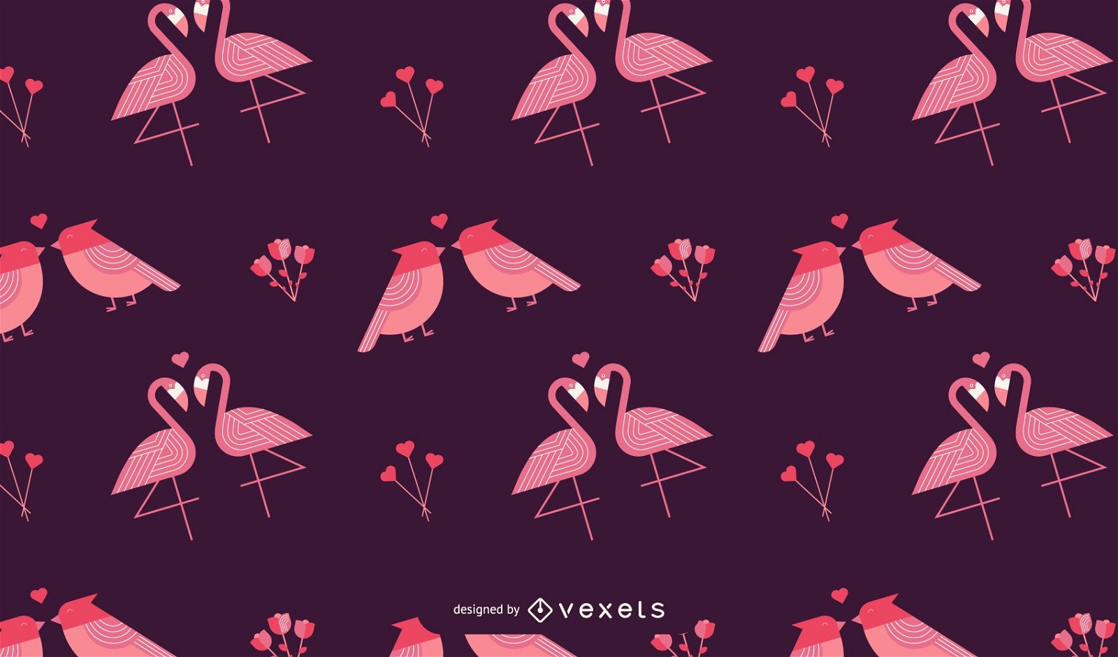 Diseño de patrón de pájaros de San Valentín