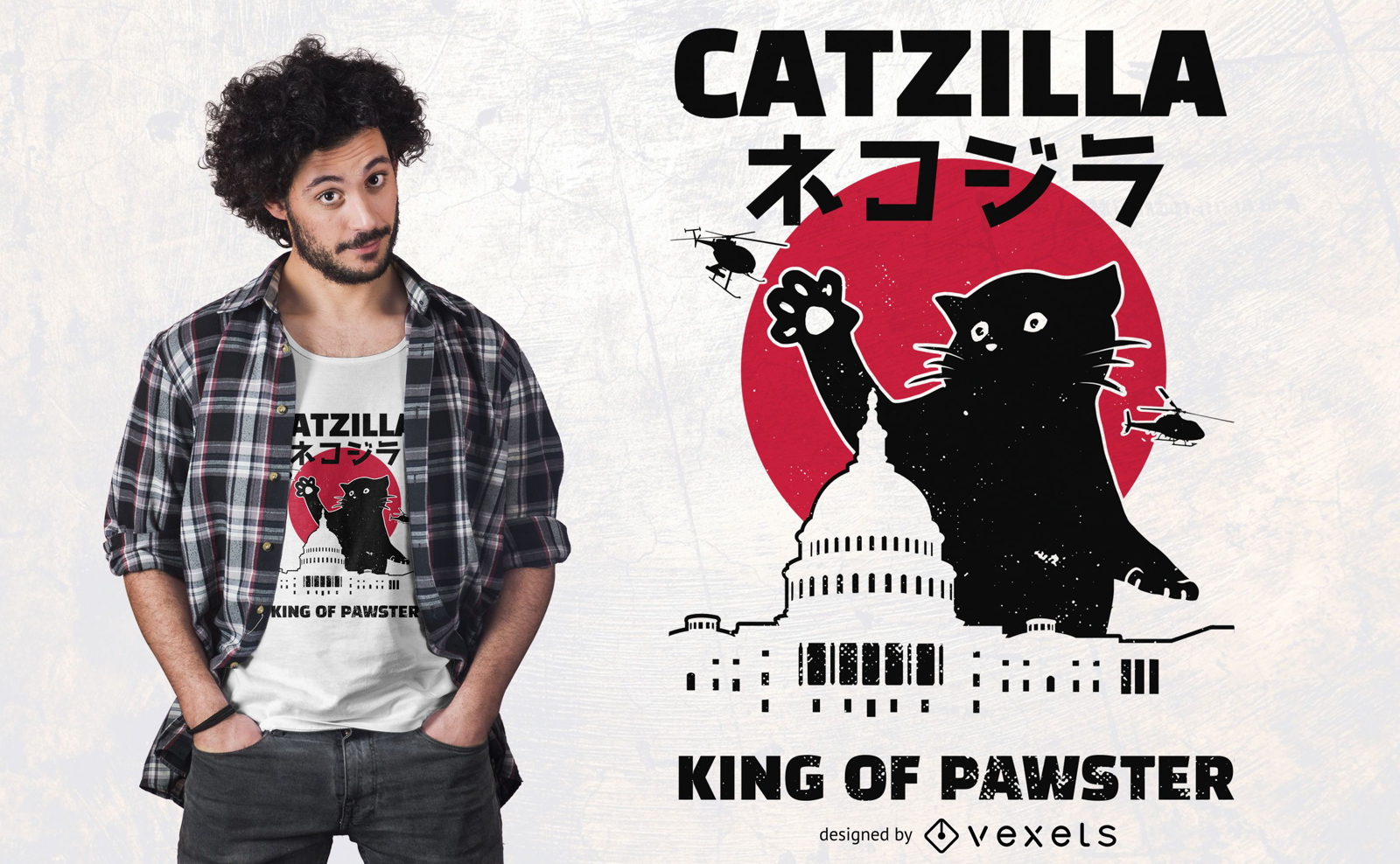 Dise?o de camiseta Catzilla