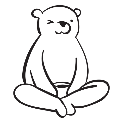 Bear cartoon sitting PNG Design
