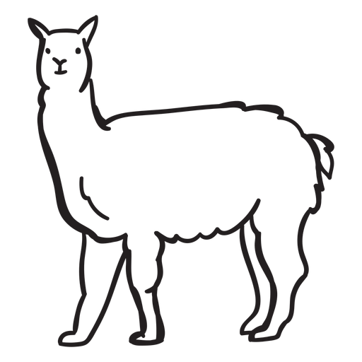 Blackwhite character lama PNG Design