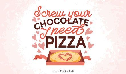 Design de letras de pizza anti-namorados