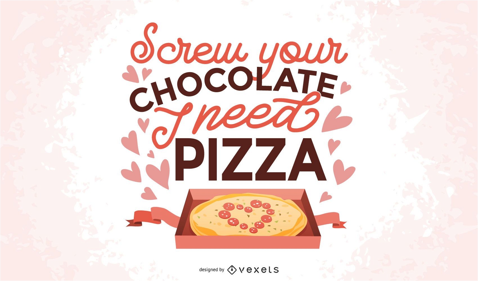 Pizza-Schriftzugdesign des Anti-Valentinsgrußes