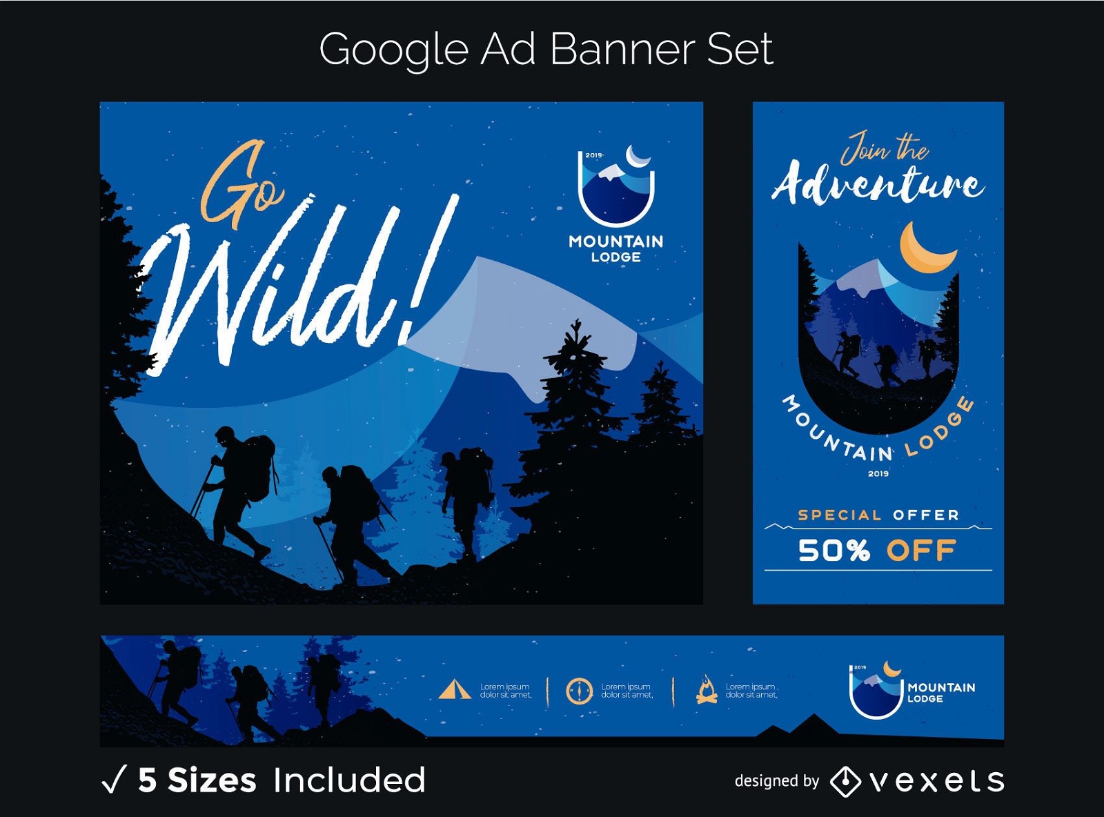 Mountain wild ad banner set