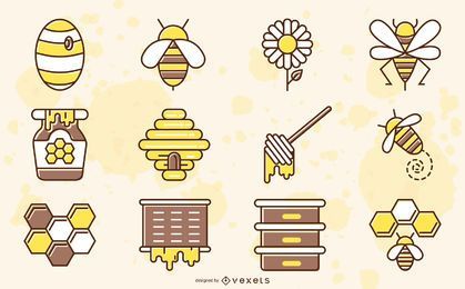 Bienenelemente farbige Sammlung