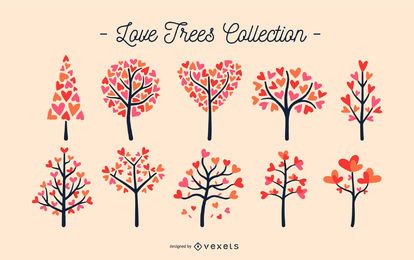 Valentine's heart trees set Valentine's heart trees set