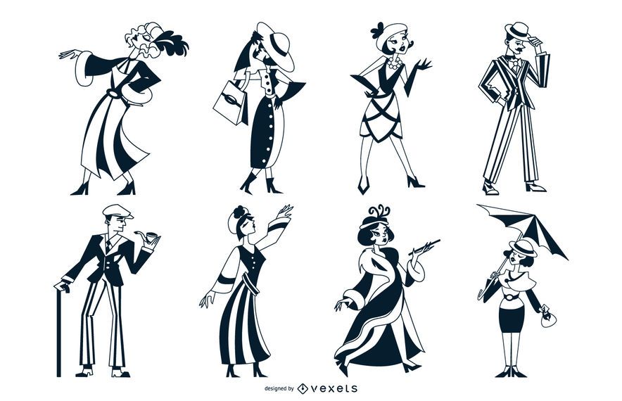 Art Deco Menschen Monocolor Set Art Deco Menschen Monocolor Set