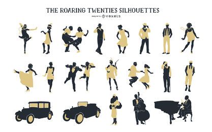 Vintage 1920er Jahre Menschen Silhouette Pack Vintage 1920er Jahre Menschen Silhouette Pack