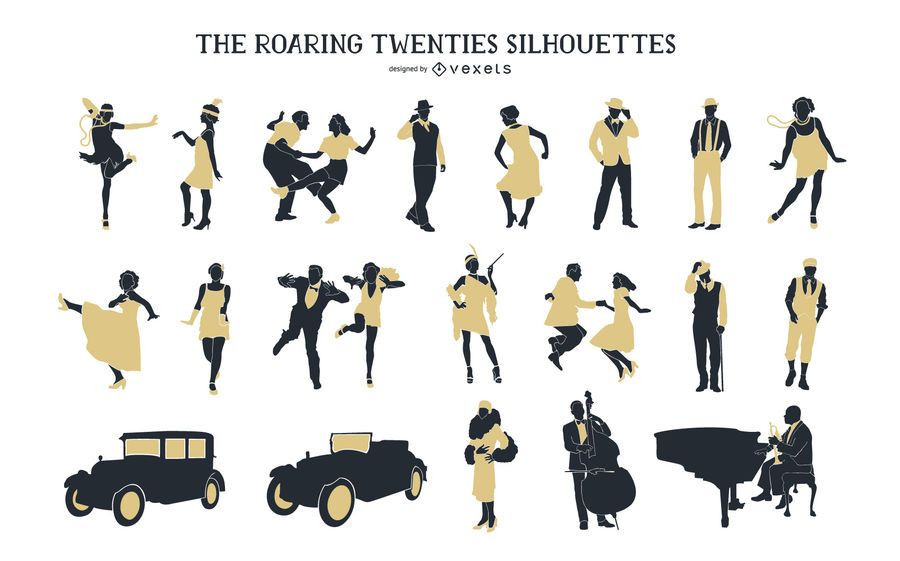 Vintage 1920s People Silhouette Pack Vintage 1920s People Silhouette Pack