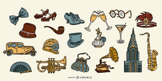 Vintage 1920s Colored Elements Pack Vintage 1920s Colored Elements Pack