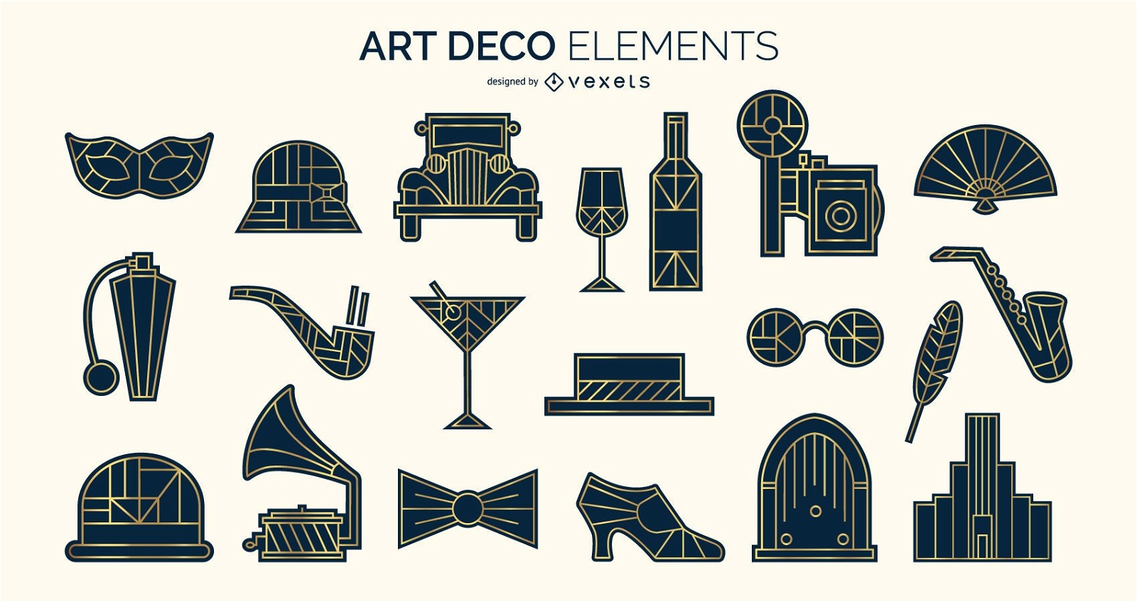 Paquete de elementos de silueta Art Deco