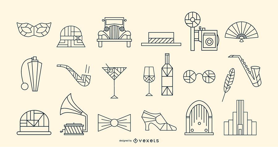 Vintage Art Deco Stroke Element Pack Vintage Art Deco Stroke Element Pack