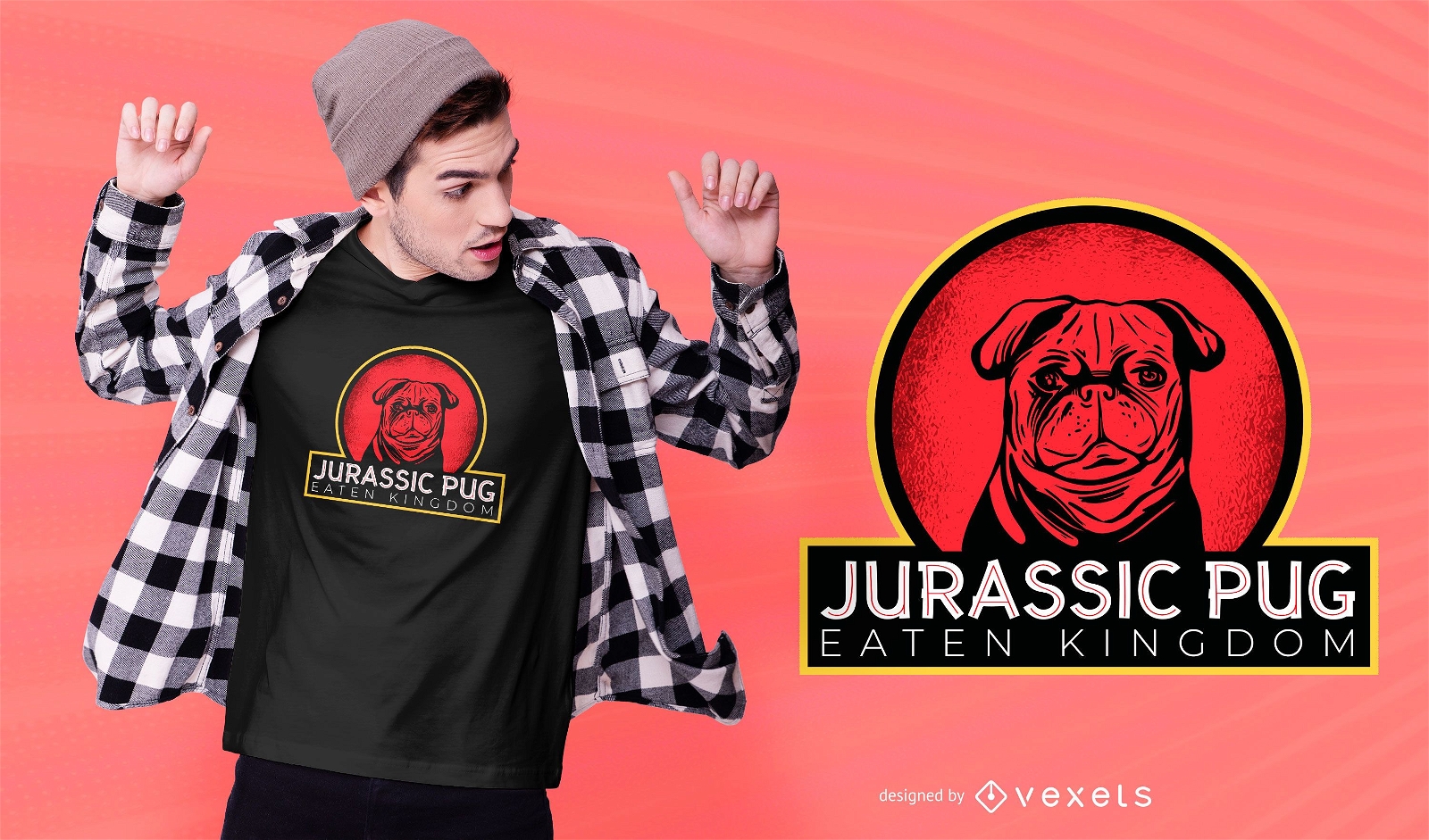 Jurassic pug t-shirt design