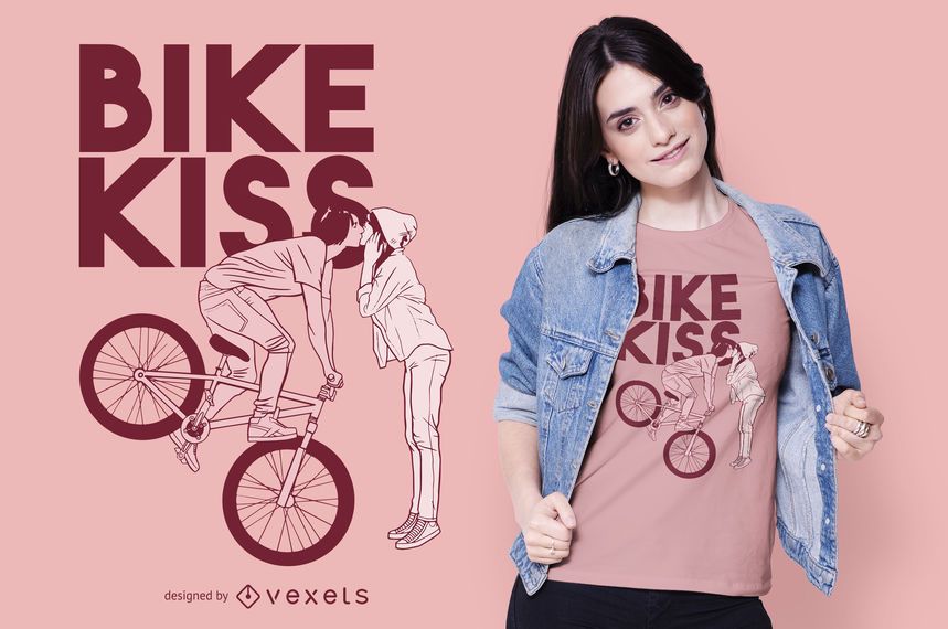 Design de t-shirt de beijo de bicicleta Design de t-shirt de beijo de bicicleta