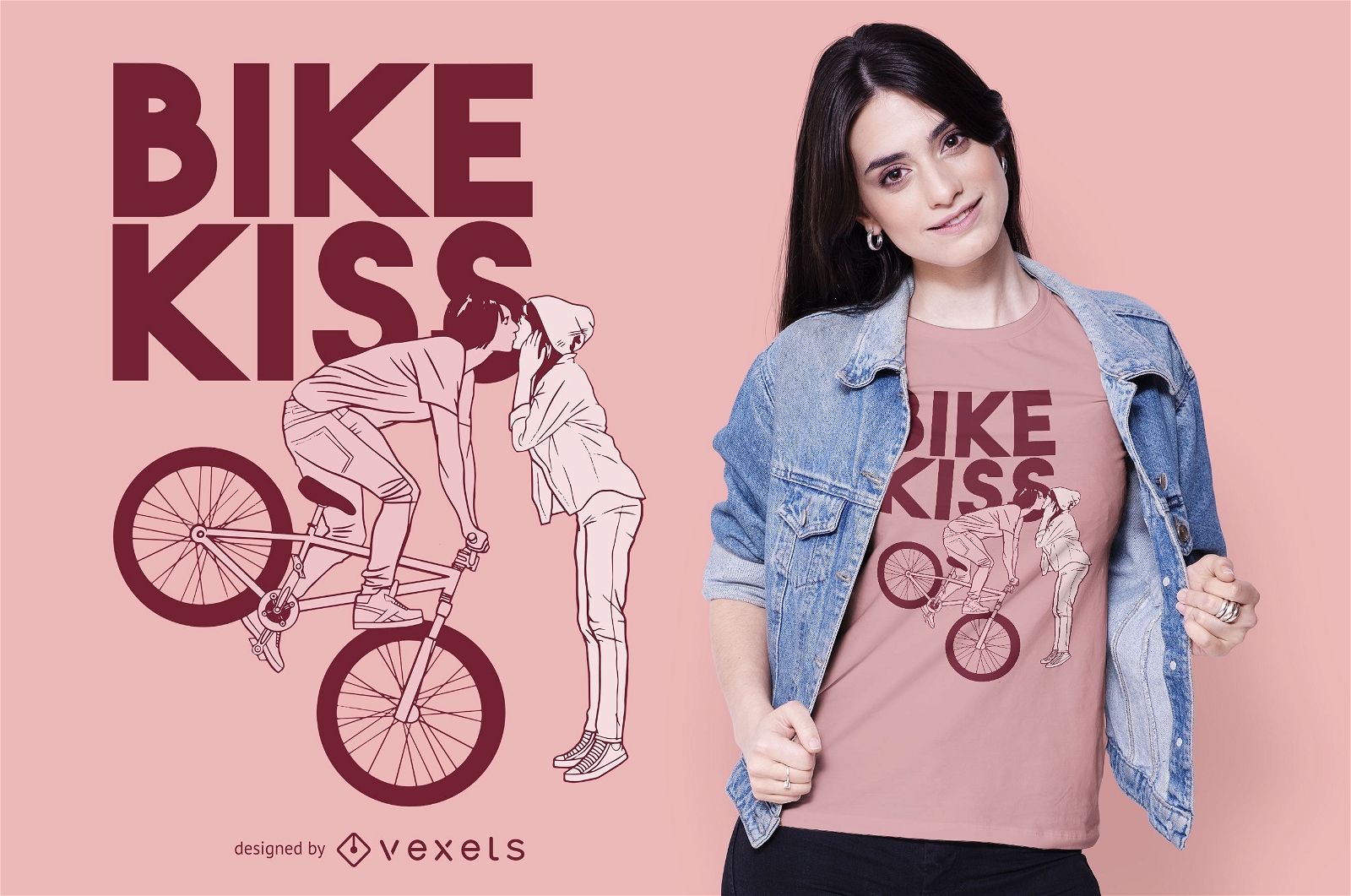 Design de camiseta com beijo de bicicleta