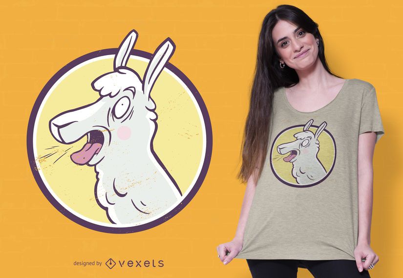 Design de t-shirt de lhama louco Design de t-shirt de lhama louco