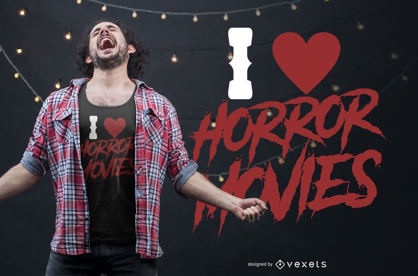 Download I love horror movies t-shirt design - Vector download