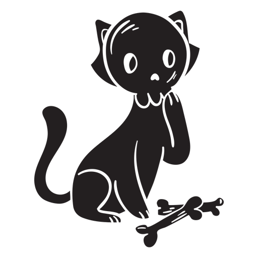 Gato osso de silhueta de halloween Desenho PNG