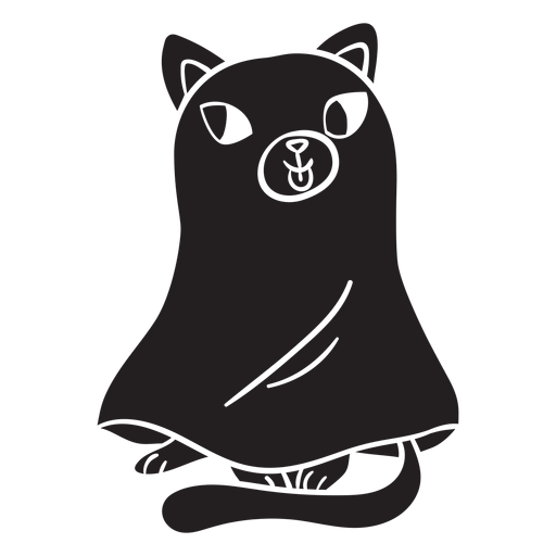 Gato halloween silueta fantasma Diseño PNG