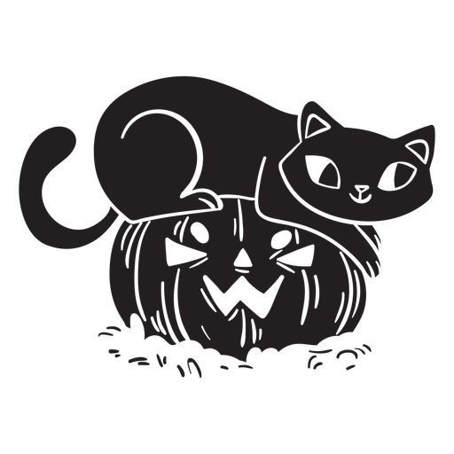 Download Cat halloween silhouette pumpkin - Transparent PNG & SVG ...