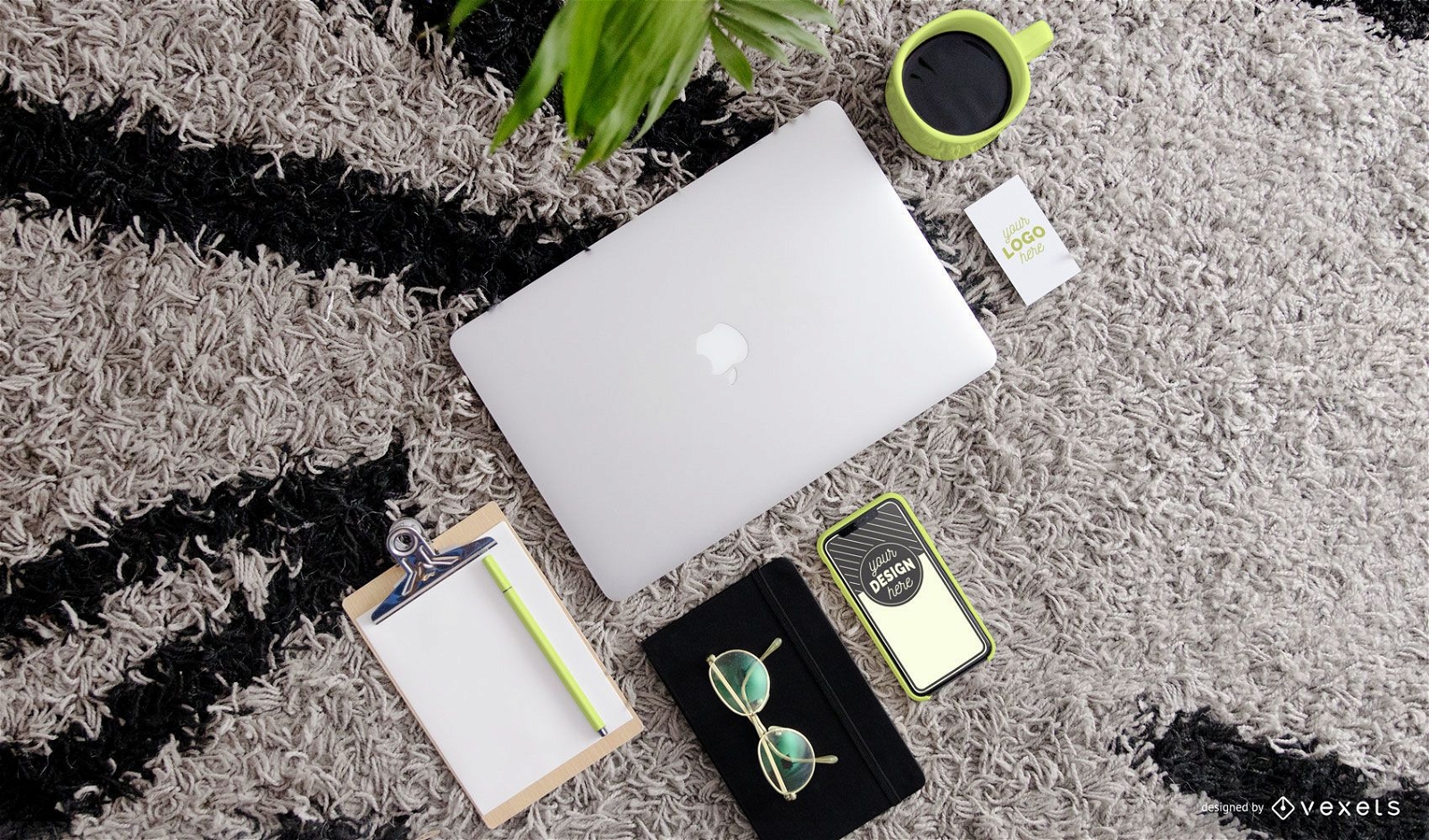 Office supplies mockup composition