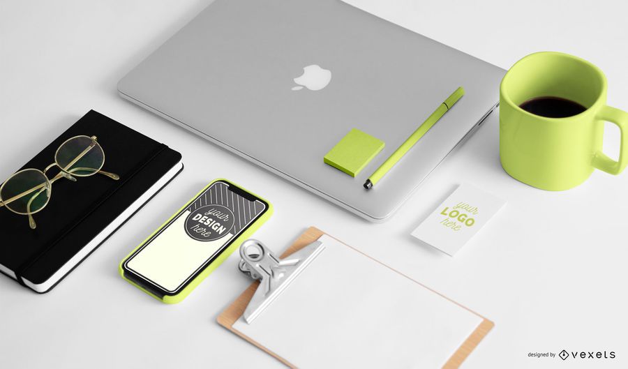 Büromaterial Mockup Zusammensetzung Büromaterial Mockup Zusammensetzung