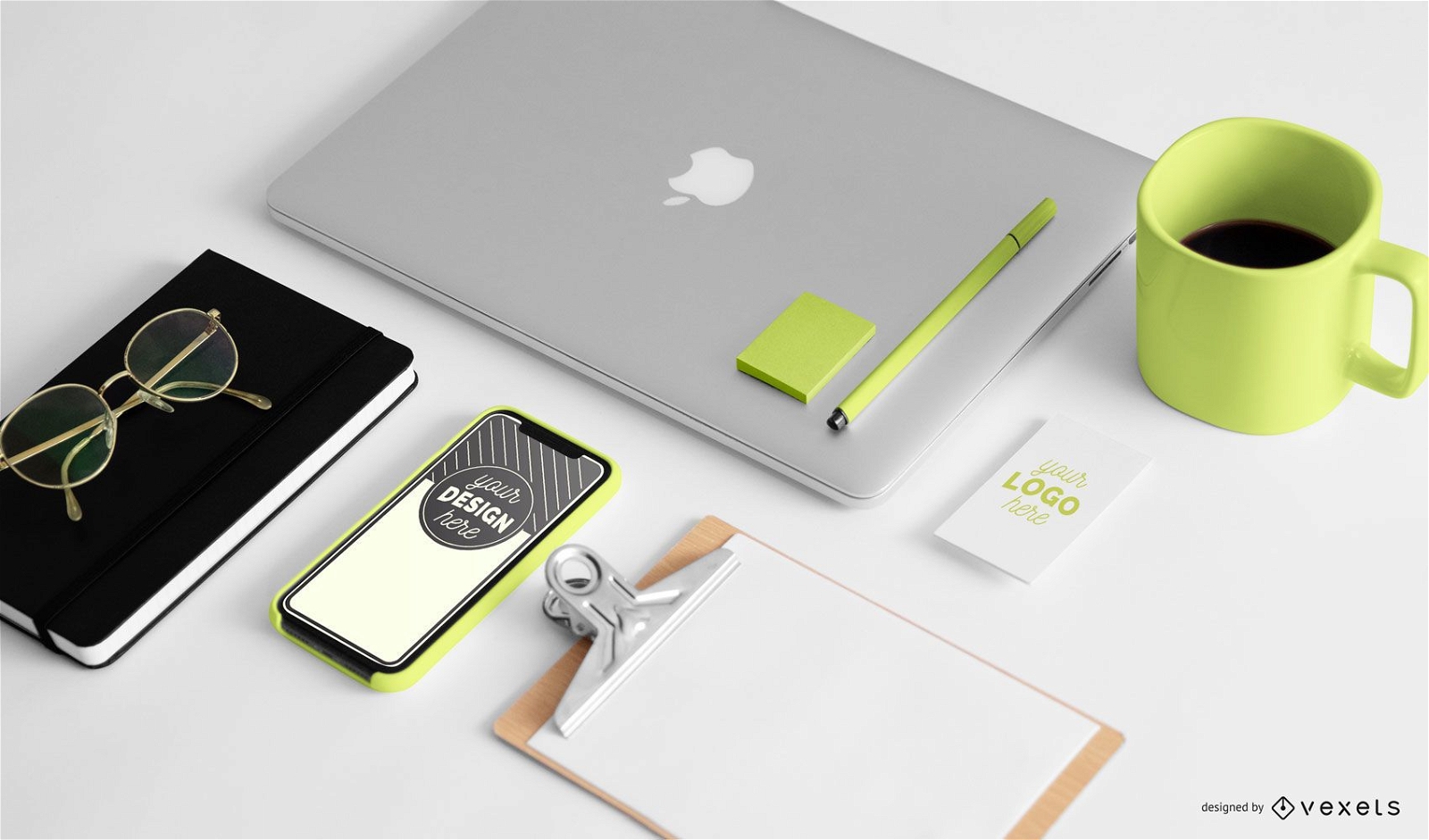 Office stationery mockup composition