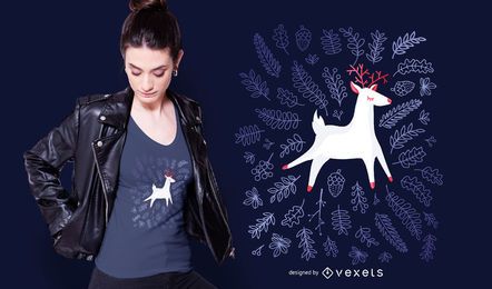 Design de t-shirt de folhas de veado Design de t-shirt de folhas de veado
