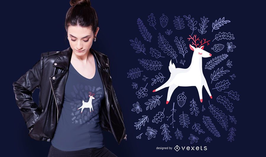 Diseño de camiseta de hojas de ciervo. Diseño de camiseta de hojas de ciervo.
