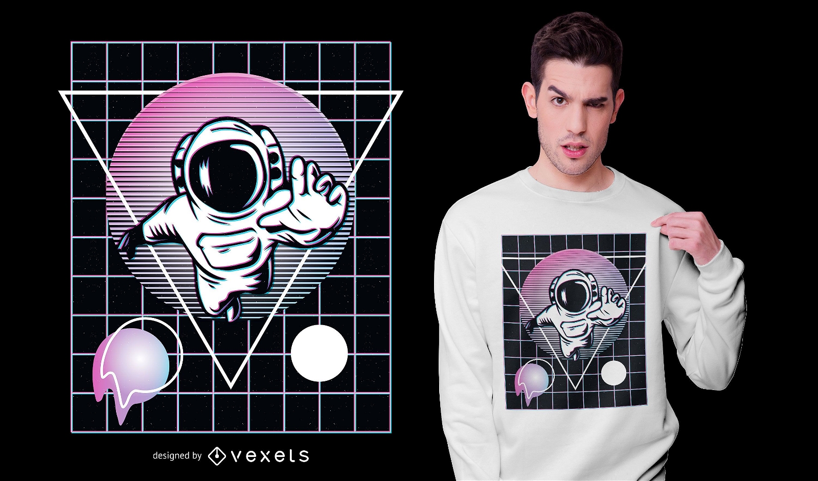 Design de camiseta do astronauta Vaporwave