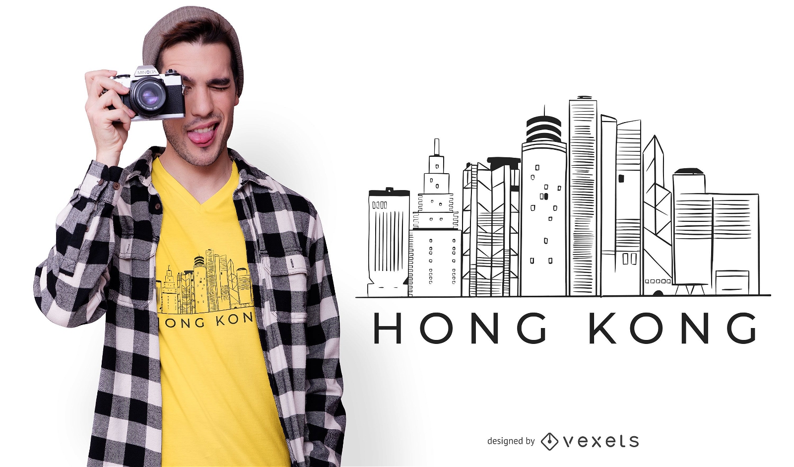 Dise?o de camiseta Hong Kong Skyline