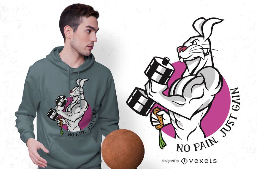 No pain rabbit t-shirt design No pain rabbit t-shirt design