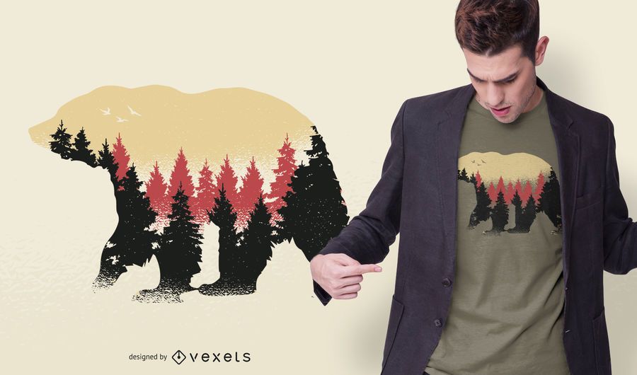 Design de t-shirt de árvores de urso Design de t-shirt de árvores de urso