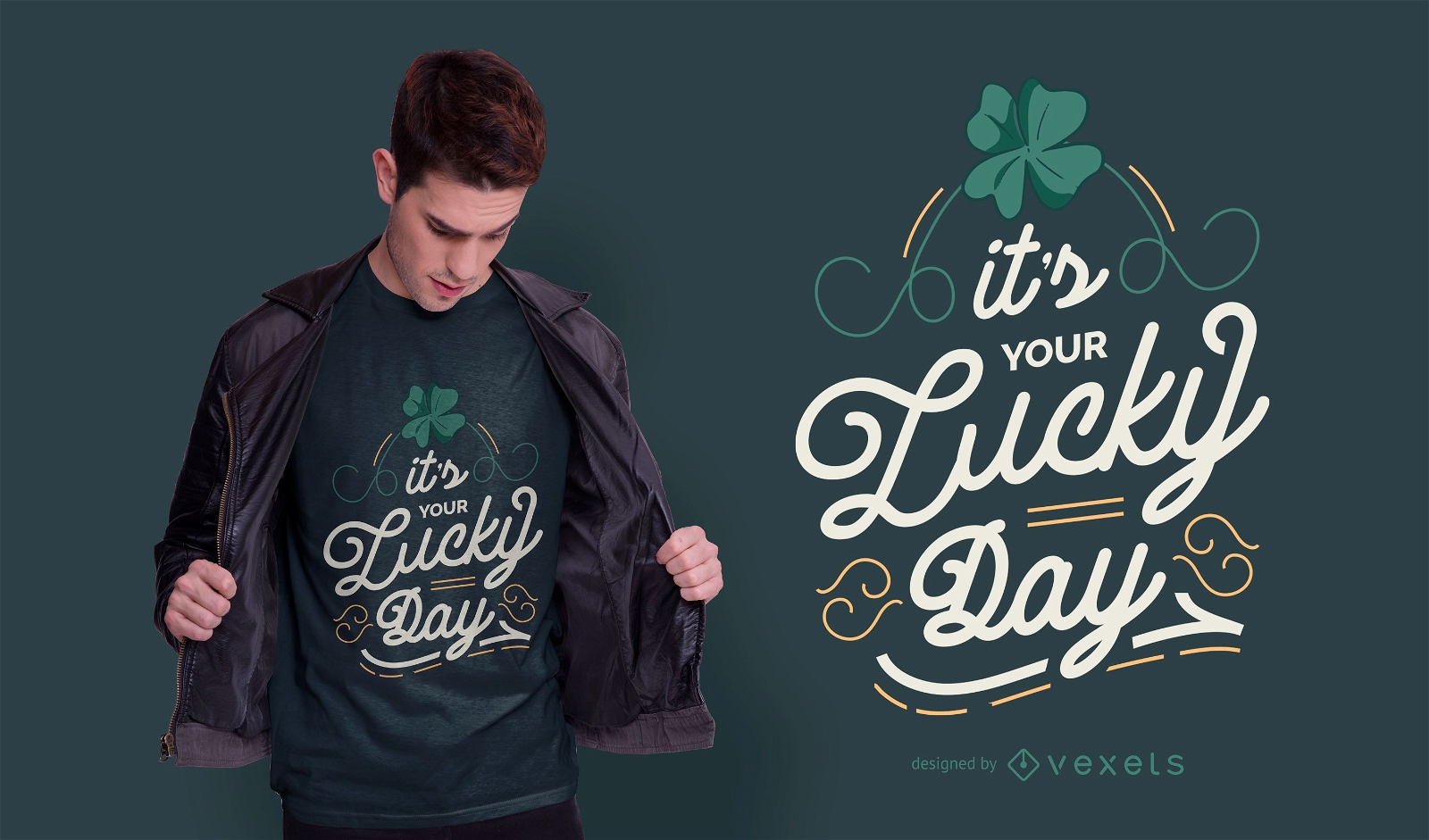 Design de camiseta com letras do dia da sorte