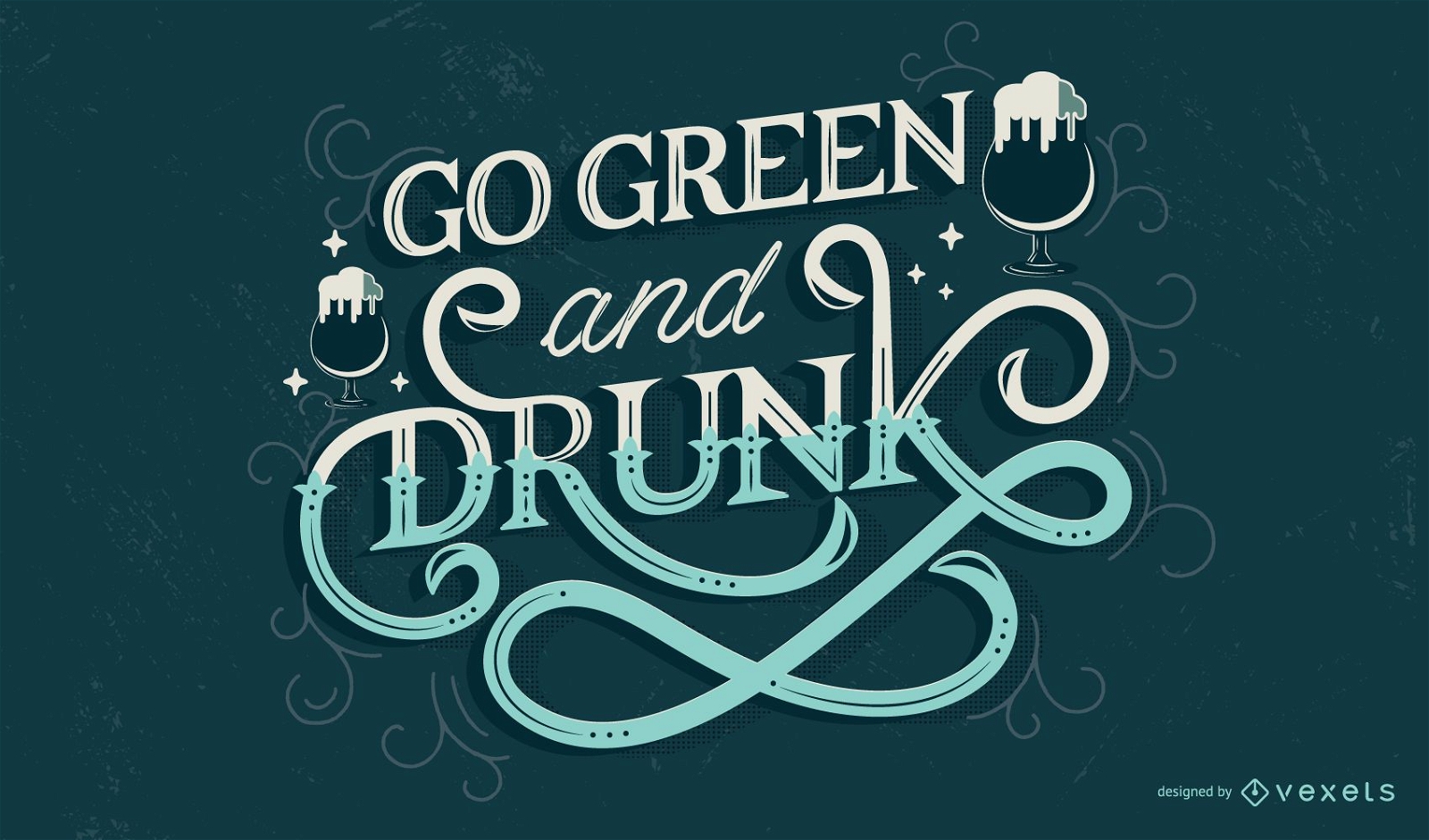 Grüner und betrunkener St Patricks Schriftzug