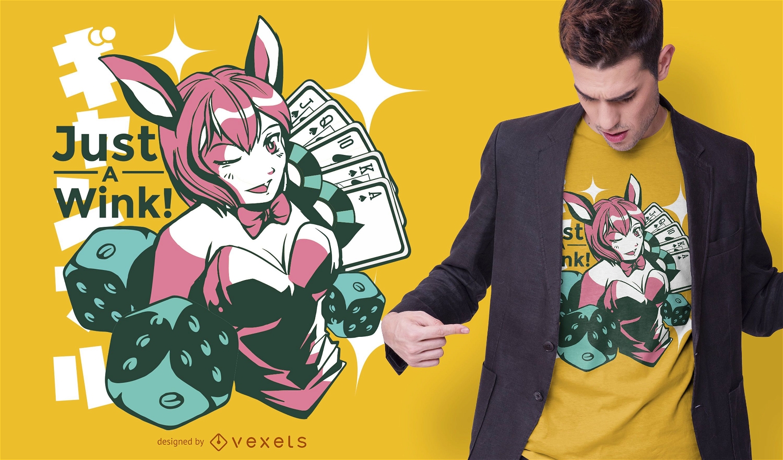 Zwinkerndes Anime-M?dchen-T-Shirt-Design