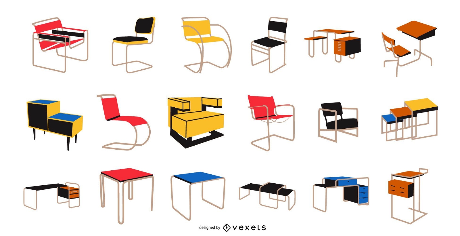 Paquete de muebles estilo Bauhaus