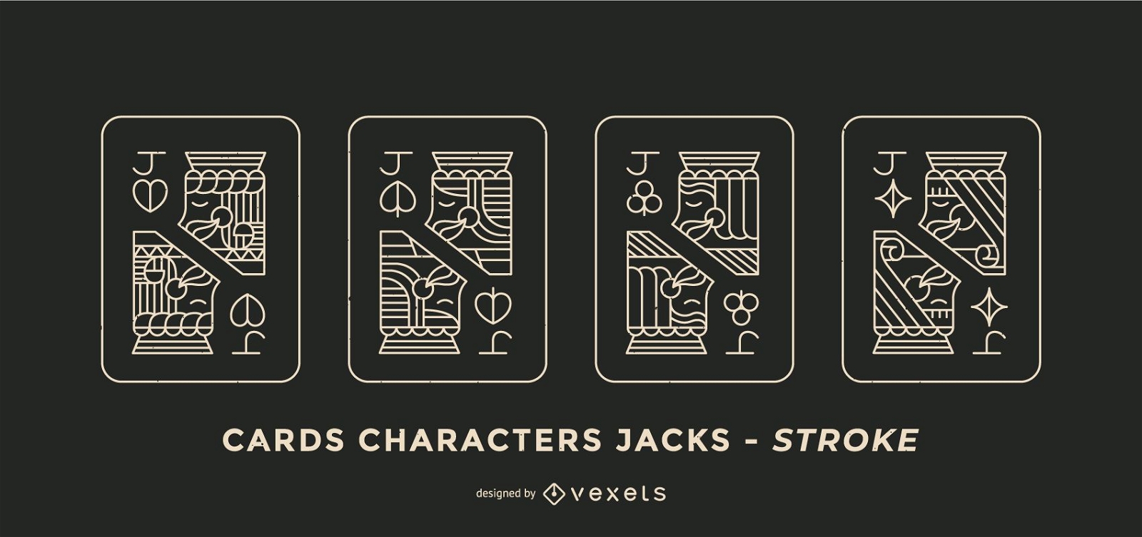 Poker Card Jacks Stroke Design Set