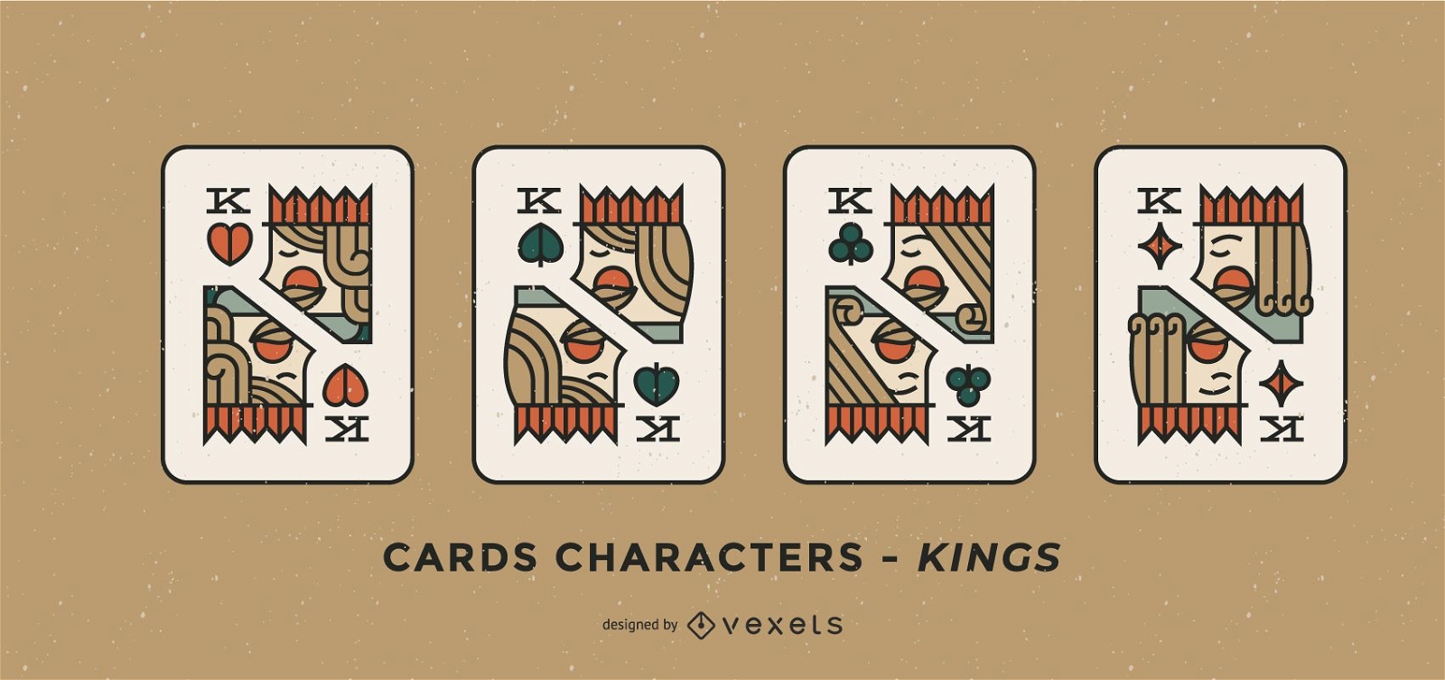 Conjunto de Reis de personagens de cartas de pôquer