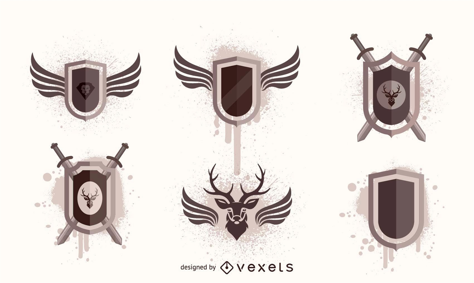 Shield and wing free vector