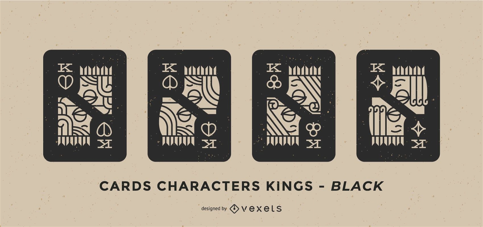 Conjunto de Design do Rei Negro de Personagem de Cartão