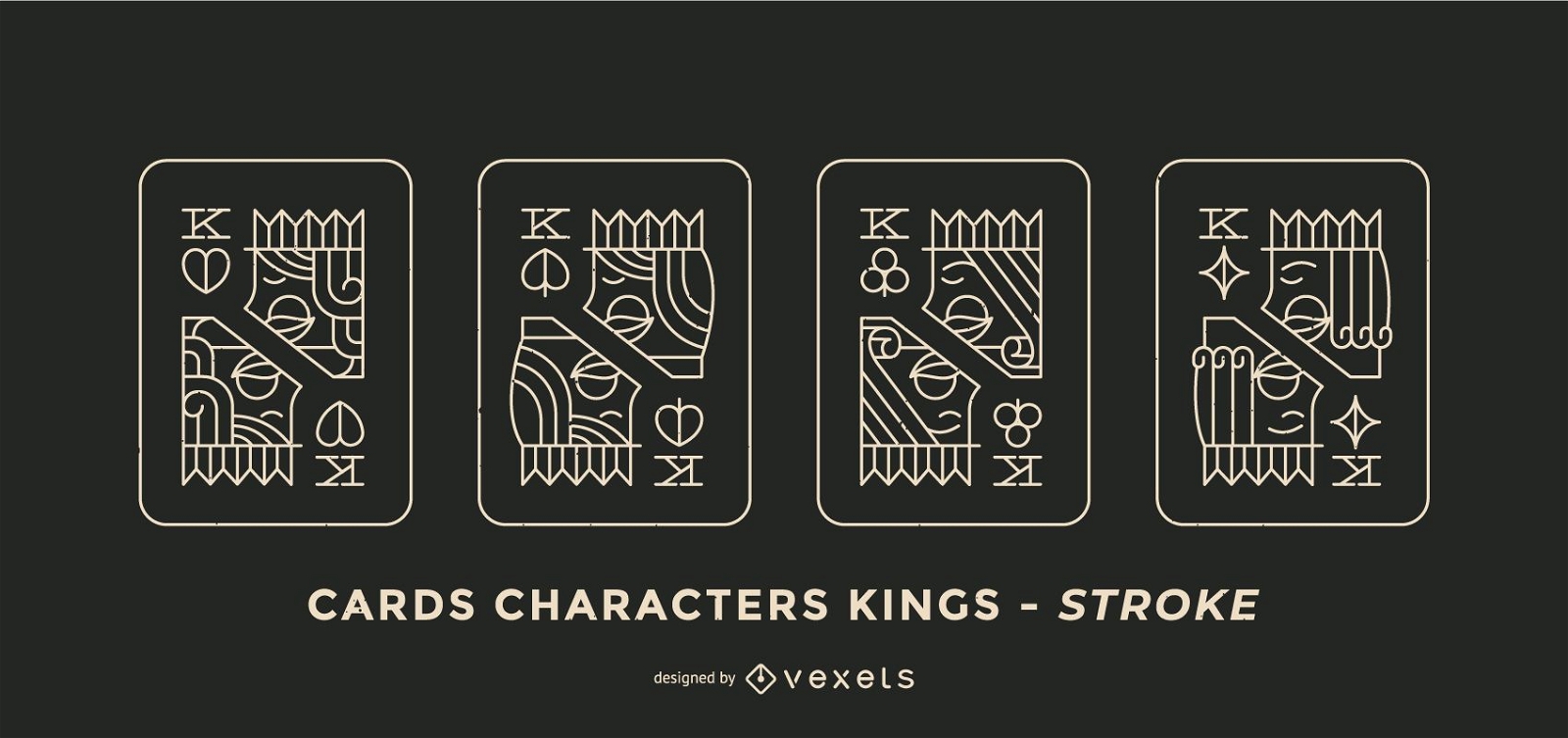 Poker Card King Stroke Design Set