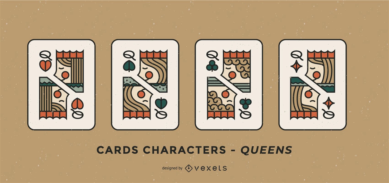 Conjunto de dise?o de personajes de Poker Card Queen