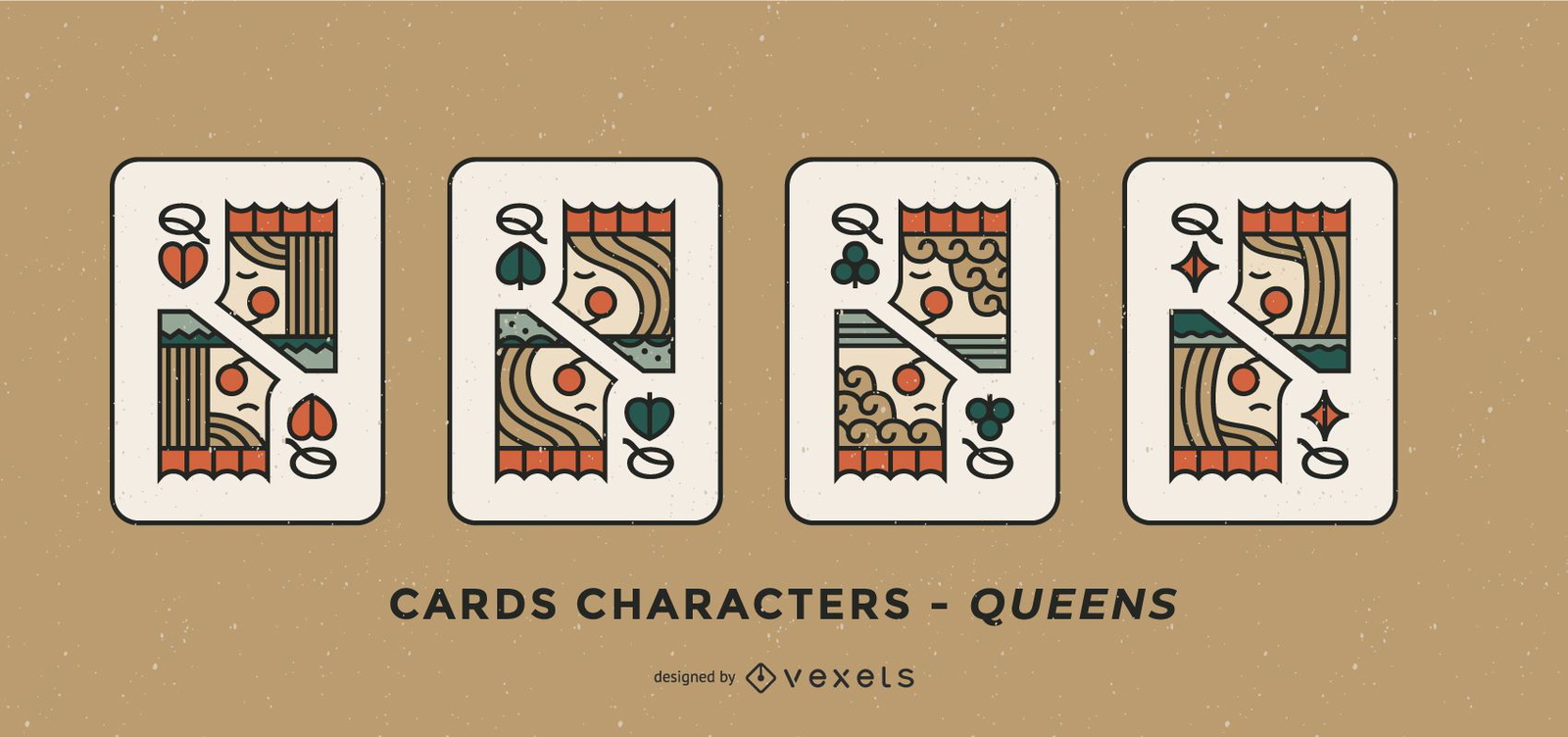 Poker Card Queen Character Design Set