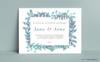 Invitación de boda floral acuarela