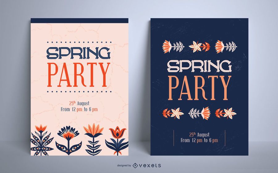 Spring party poster template set Spring party poster template set