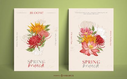Spring brunch poster template set Spring brunch poster template set