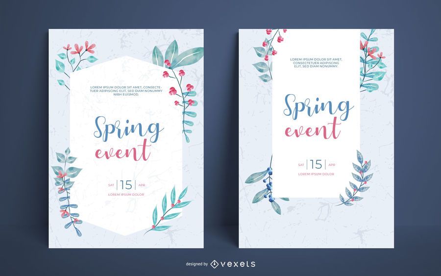 Spring watercolor poster set Spring watercolor poster set